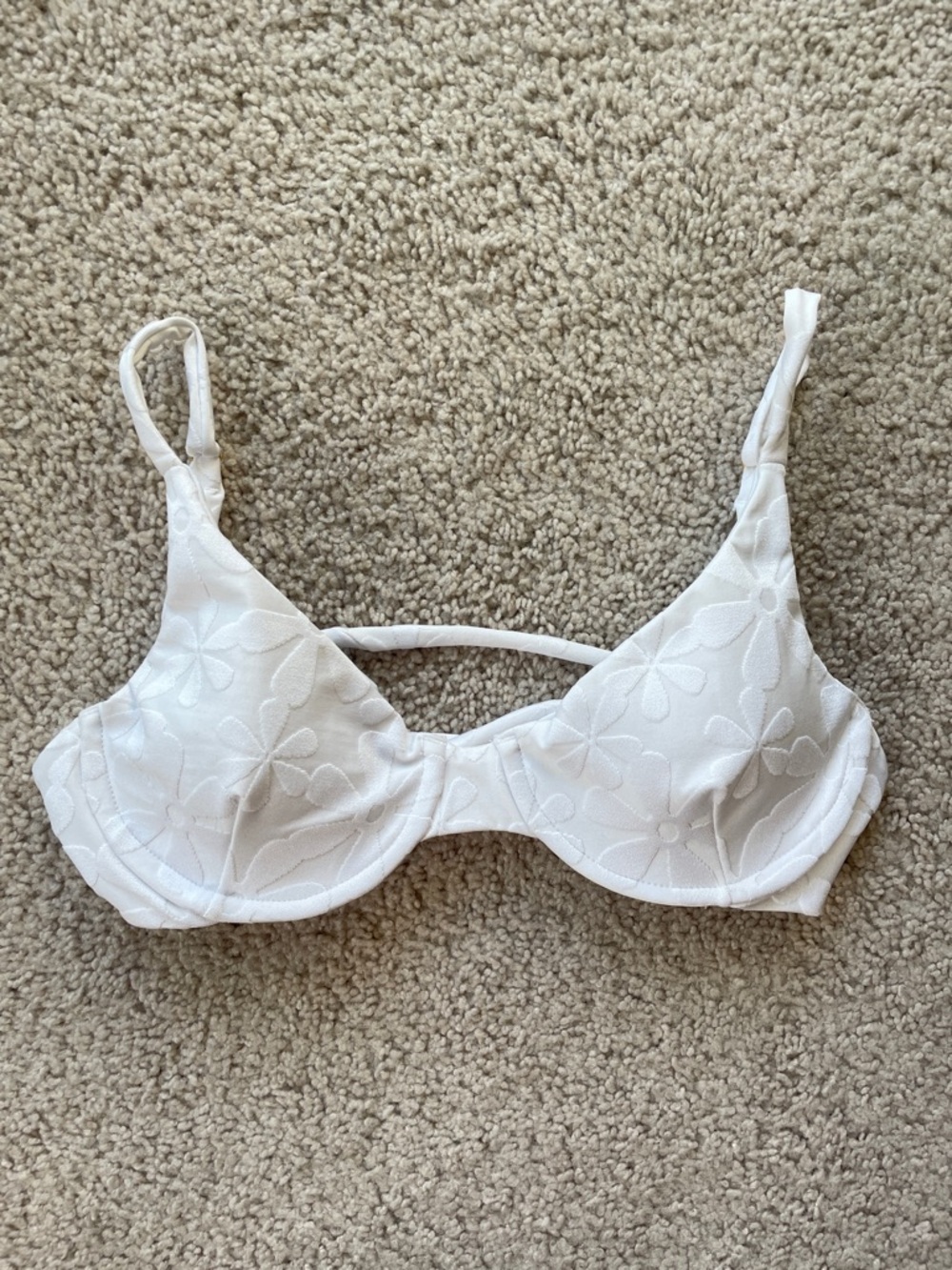 Kenny Flowers Santorini White Floral Jacquard Underwire Bikini Top Medium /Small